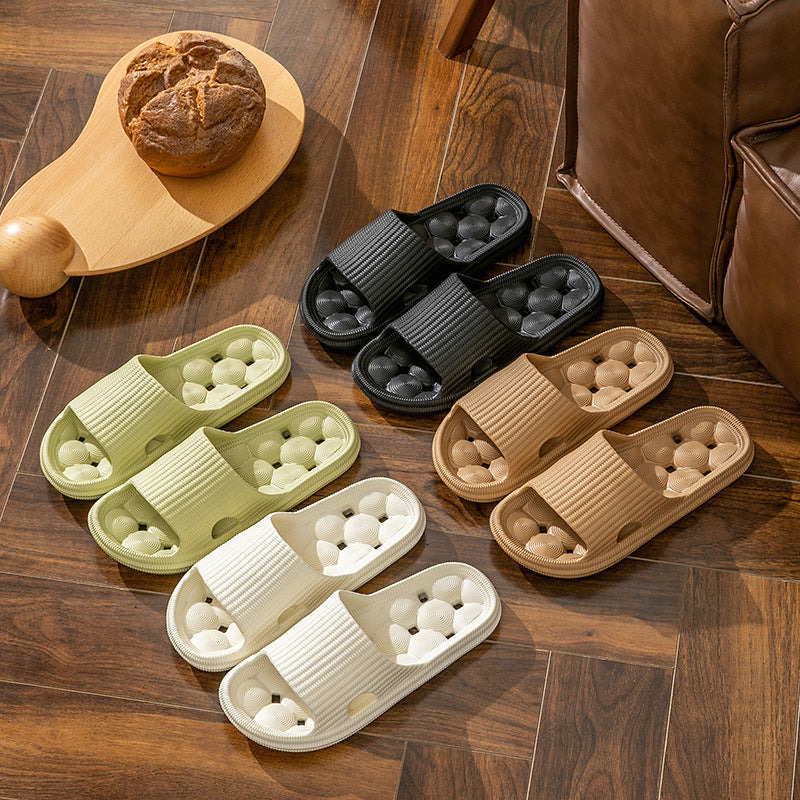 New non-slip home slippers - all-season bath slippers for men and women, soft sole hollow-out design, couple's bathroom drain slippers for dorms