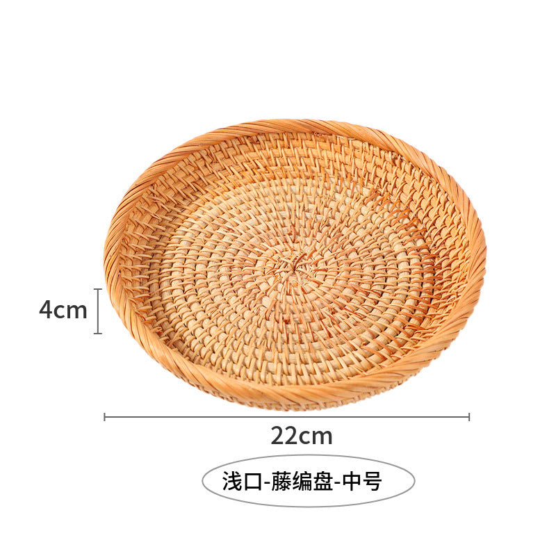 rattan hand-held tray, Vietnamese autumn rattan woven storage basket, binaural handle bread basket, fruit snack storage basket