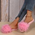 Amazon slippers winter stuffed flip flops indoor and outdoor heattech plus size furry slippers women's long stuffed floor slippers