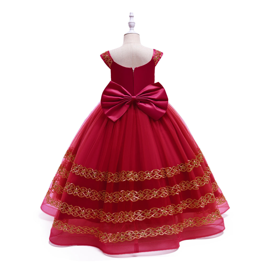 Amazon long embroidered children's dress princess gown girls' runway flower girl evening dress children's gown