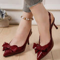 Fashioneasiest for match pointed toe stiletto sandals bows stiletto back strap women's sandals bows leather cross-border