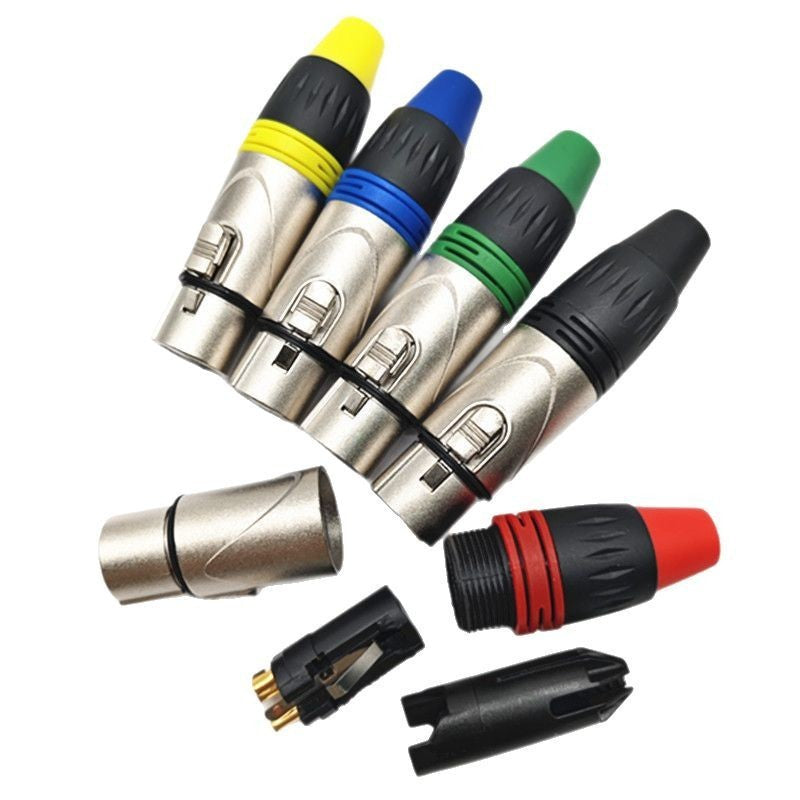 3-Core Kanon head Copper core gold-plated microphone plug Mixer plug Canon Caron male and female head Color internal thread