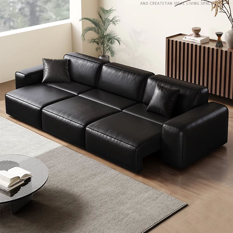 Shi zeng feitian big black cow telescopic dual-purpose variable bedside layer cowhide living room tofu block color electric functional sofa