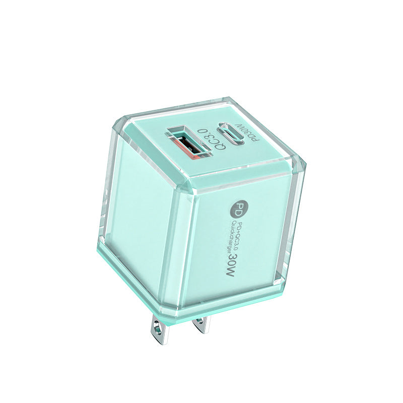 Big ice cube a+c macaron european, american and british mobile phone fast charging head qc3.0+pd20w dual-port cross-border supply