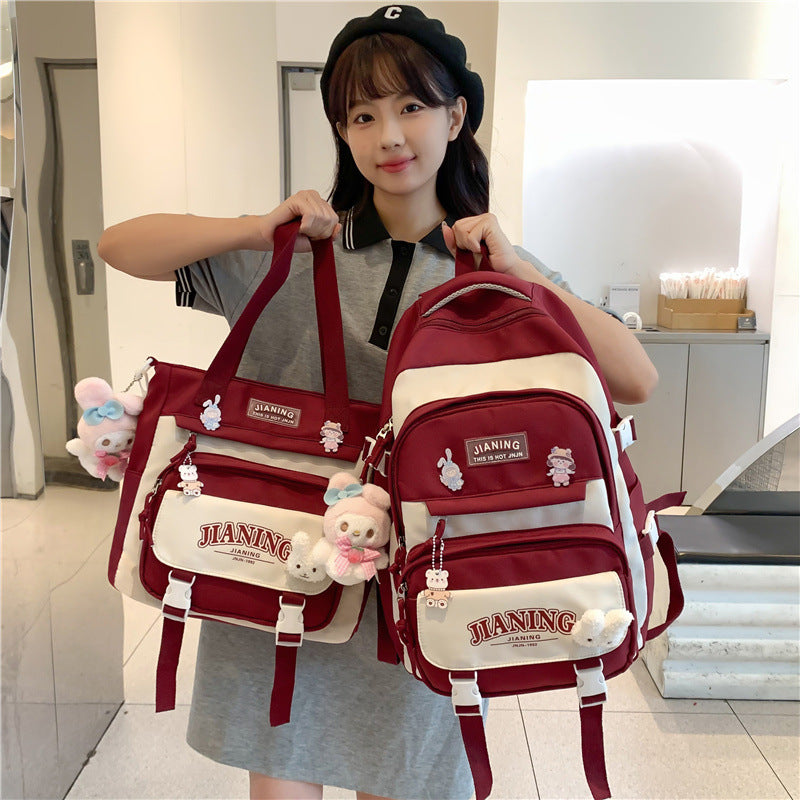 Korean version of cute female ins wind two-piece schoolbag, primary school students in grades 3 to 5 and 6, junior high school students backpack