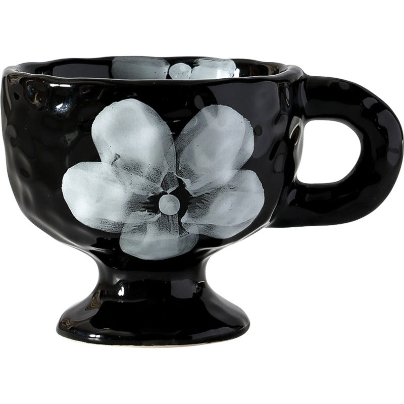 Niche styleins creative stylish ceramic handle cup retro high-looking office coffee cup afternoon tea goblet