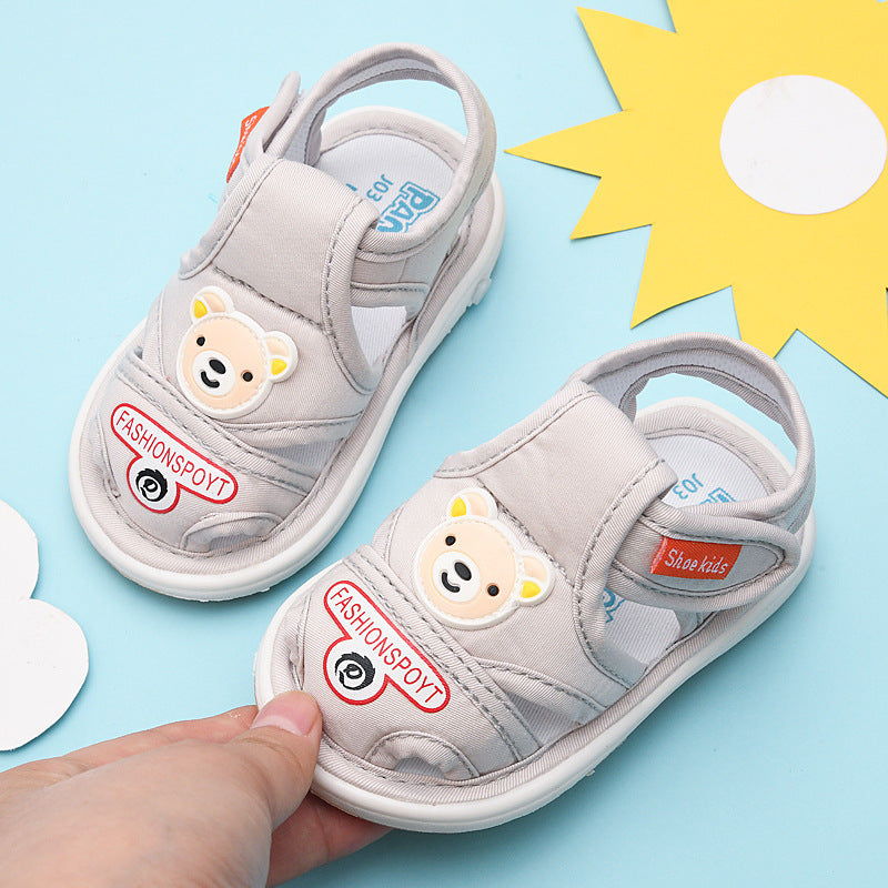 Baby boys' sandals summer baby girls' shoes 0-1-2-3 years old infant soft sole prewalker shoes squeaky shoes cloth shoes
