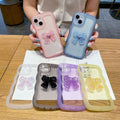 Suitable for apple 15 wavy edge colorful bow mobile phone case iphone12ins style simple transparent protective cover