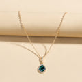 Emerald crystal necklace wholesale european and american autumn and winter jewelry accessories women's water drop retroniche styleclassy sense sweater chain