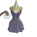 European and american cross-border women's clothing:  summer new collection - sweet & fresh floral high-waisted a-line mini slip dress