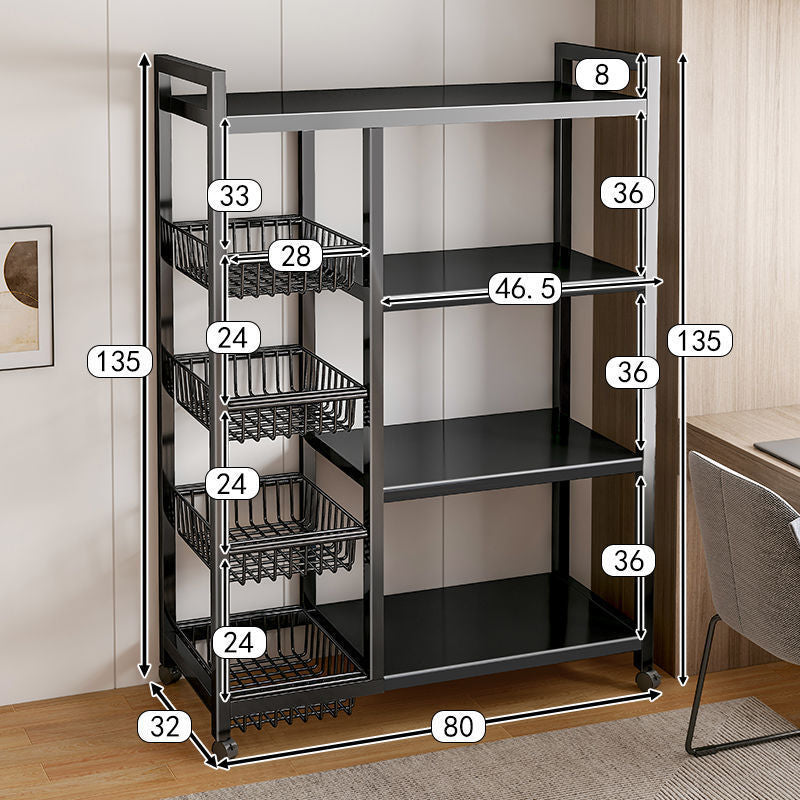 Kitchen shelf storage rack floor-standing multi-layer movable storage rack multi-functional punch-free storage rack thickened shelf