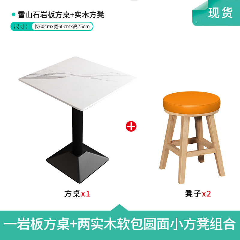 Commercial slate dining table simple outdoor table bar milk tea fast food restaurant canteen rectangular table apartment negotiation table and chair