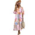 European and american cross-border   spring/summer printed vacation dress - beach, seaside, siam style sun protection maxi dress