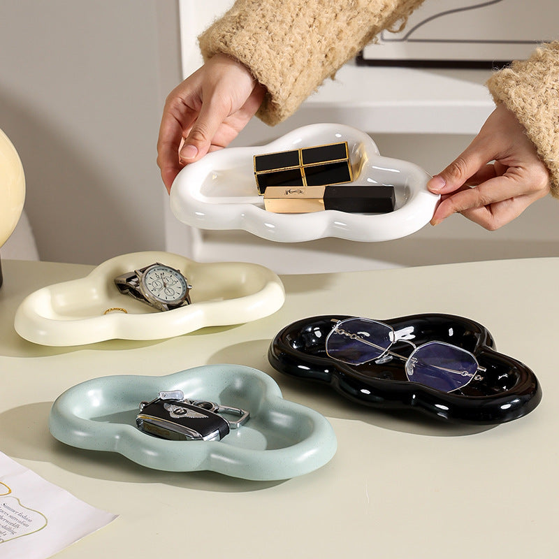 Scandinavianinsasymmetrical desktop jewelry storage display tray stylish ceramic entrance high-value props storage tray