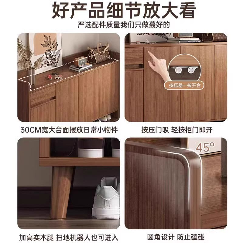 Solid wood core shoe cabinet new 2025 household entrance entrance entrance storage cabinet integrated against the wall indoor storage shelf