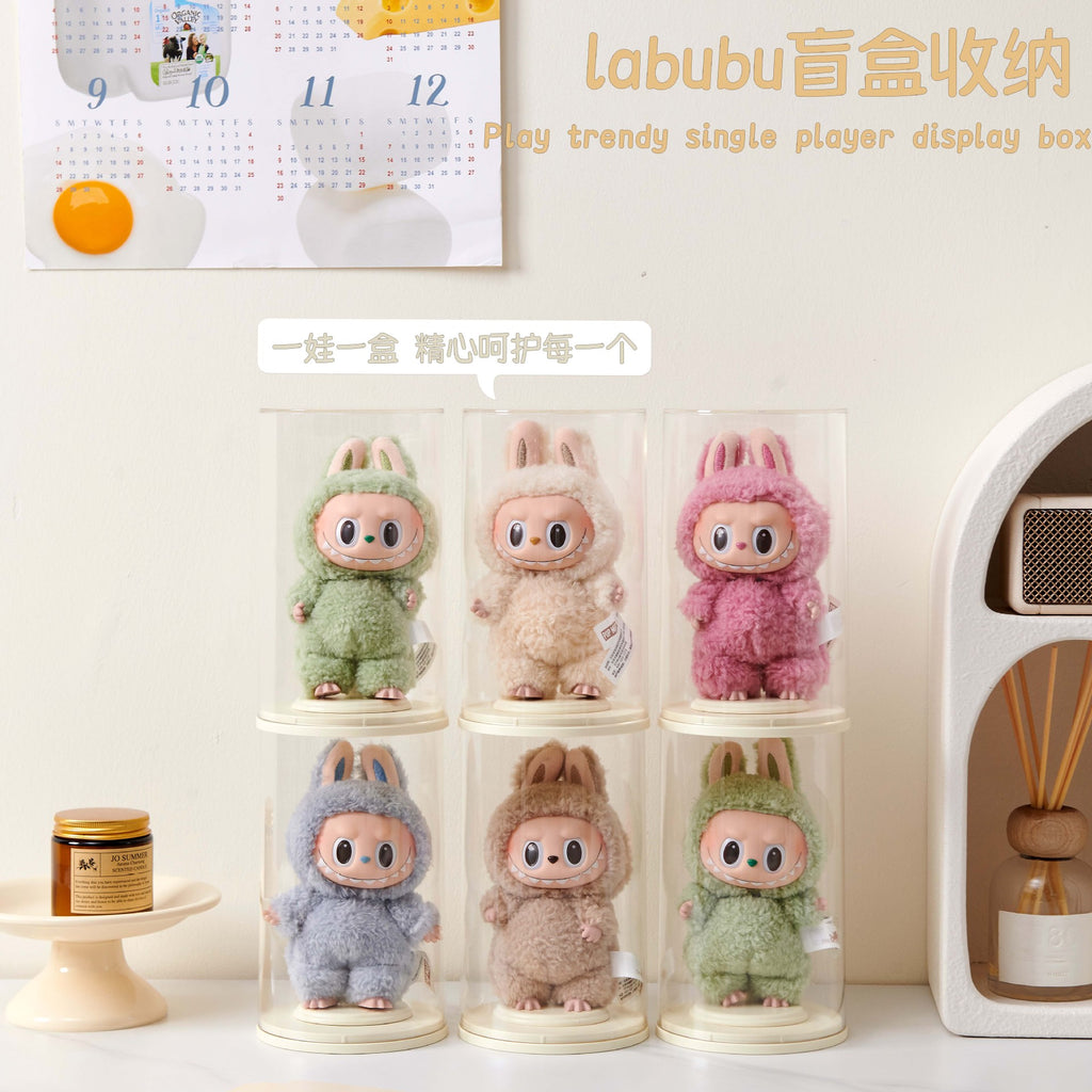 Labubu Display Box Acrylic POP MART Vinyl Cloth Plush Doll Blind Box Display Stand Storage