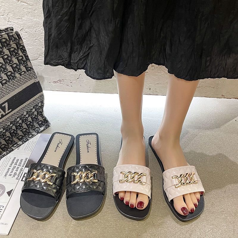 2024 buckle summer slippers new roman style women's trendy outdoor flat fashion sandals