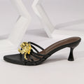 2026 new summer metallic floral french plus size fashion sandals - women's stiletto heel slippers for cross-border e-commerce