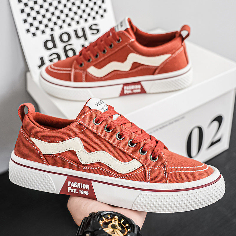 Men's canvas shoes 2025 new winter anti-slip athletic sneakers summer breathable red versatile casual men's shoes