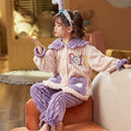 Princess style cute stellalou girls' flannel pajamas - winter coral fleece sweet peter pan collar warm loungewear