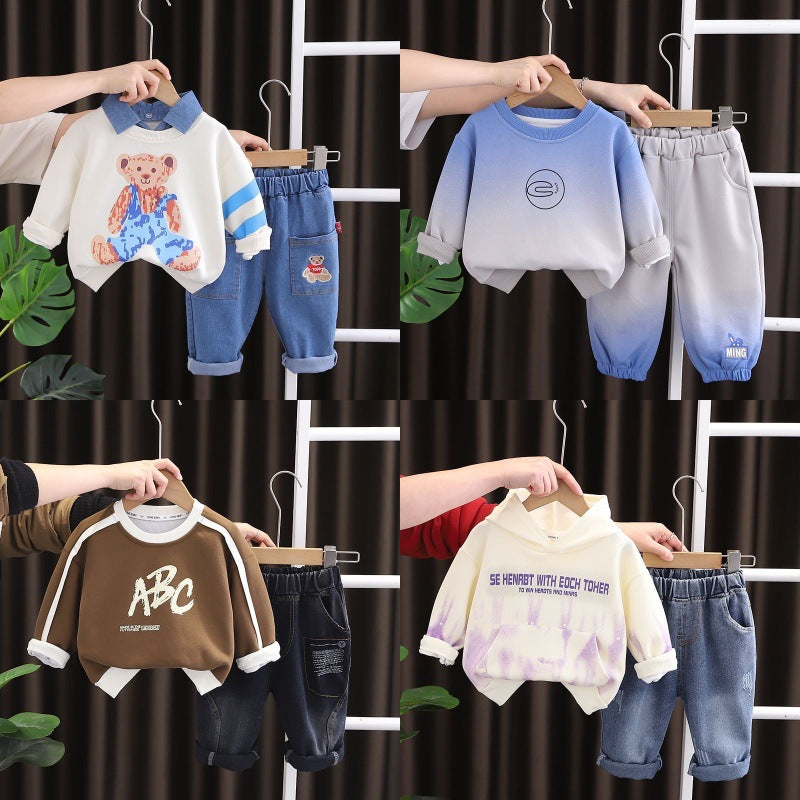 Boys' hoodie set - new  collection: stylish kids' autumn/winter round neck hoodie and pants two-piece outfit