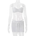 European and american women's clothing  summer new sexy vacation two-piece set: camisole bandeau top and bodycon skirt set