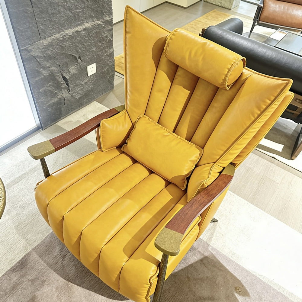 Medieval style single sofa chair retro oil wax casual genuine leather chaise longue cigar chair iron american style master tiger chair