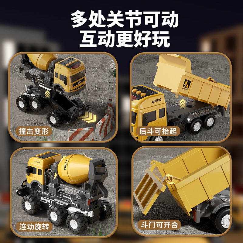 Kids' off-road transport trailer dump truck construction vehicle simulation inertia alloy container truck toy dump truck