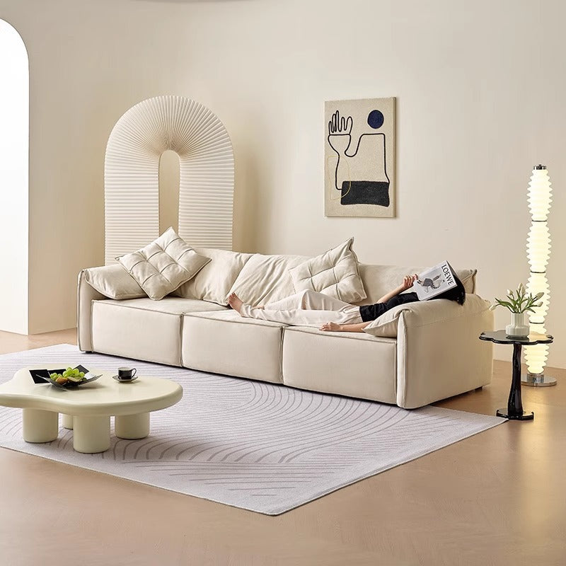 Electric sofa bed - cream style, reclining electric sofa for living room, nordic small apartment, elephant ear smart sofa