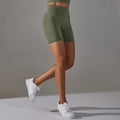 fashion seamless pure color dot jacquard high waist tummy control butt lift yoga shorts sports running fitness pants for women