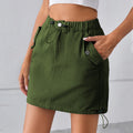 European and american cross-border women's fashion:  summer new arrivals -  independent store, washed drawstring elastic waist denim mini skirt, trendy style