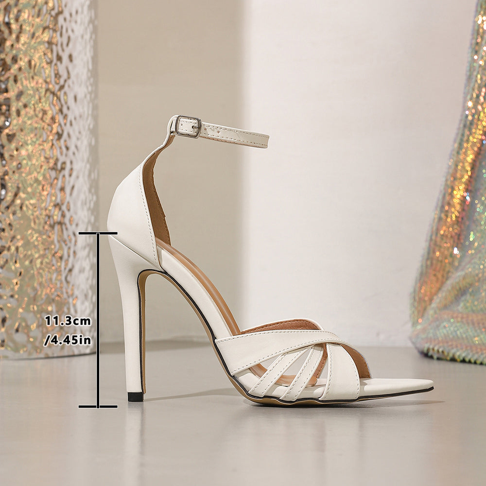 French-inspired pointed-toe, open-toe, single-strap stiletto sandals – sexy, minimalist, and effortlessly chic. perfect for cross-border e-commerce