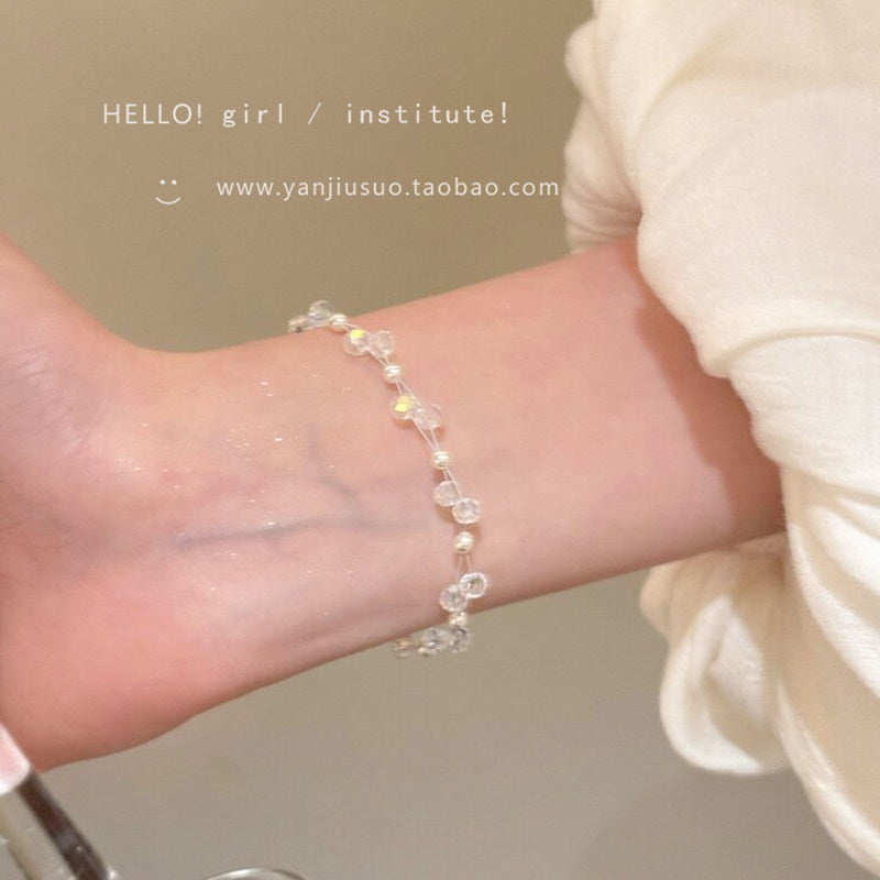 Summer light luxury double-layer crystal bracelet for women, 2026 new arrival, exquisite and sophisticated handmade bracelet with unique design
