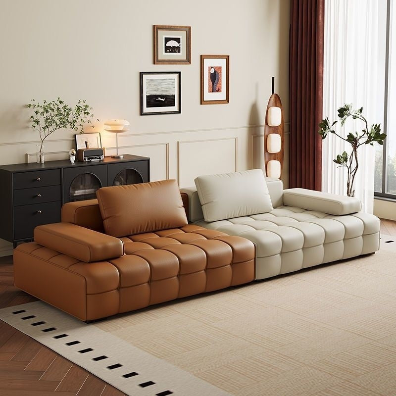 Lawrence villa large straight leather sofa living room genuine leather sofa italian normcore first layer cowhide sofa
