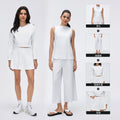 Women's casual activewear set: round neck sleeveless sports tank top & loose fit wide leg pants - perfect for tennis, yoga & more!