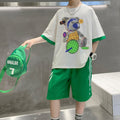Boys' summer outfit set:  new summer collection for mid-to-large children - lightweight, cool, and trendy sportswear for boys