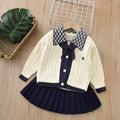 autumn new children's knit cardigan set - girls' preppy two-piece outfit