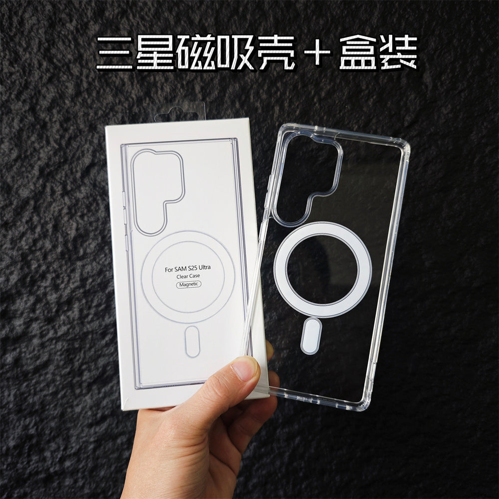 Suitable for samsung s26ultra transparent magnetic phone case s25plus acrylic high transparency protective cover cross-border a56