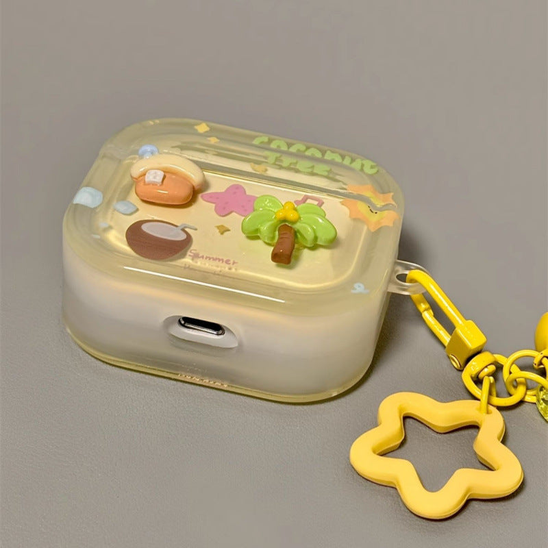 Suitable for pro2 protective cover 23rd generation shell three-dimensional coconut tree cabin Suitable for apple airpods4 protective cover airpod