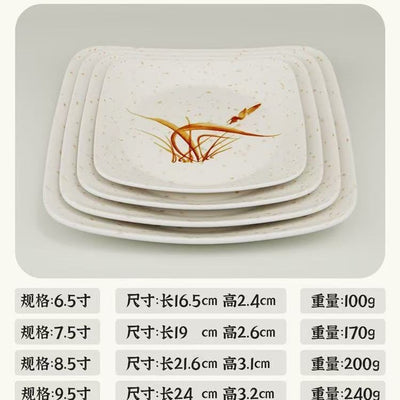 10-pack square heavy-duty melamine dinnerware - durable, shatter-resistant, perfect for bbq, fast food, cafeteria, restaurant, stir-fry, and serving dishes - commercial grade