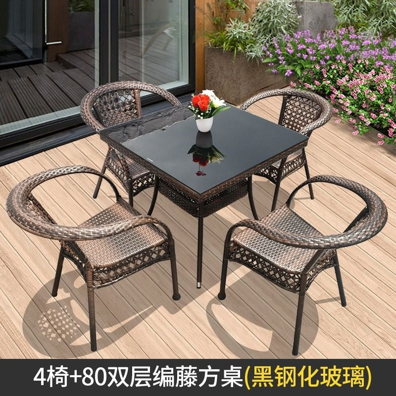 Three-piece rattan chair set casual tea table courtyard rattan outdoor table and chairs balcony tea table and chairs balcony casual table and chairs
