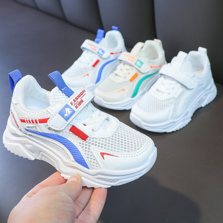 Boys shoes 2025 summer new mesh breathable children's little white shoes boys hollow middle and older children's shoes sports shoes tide