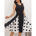 new women's polka dot patchwork slim-fit dress