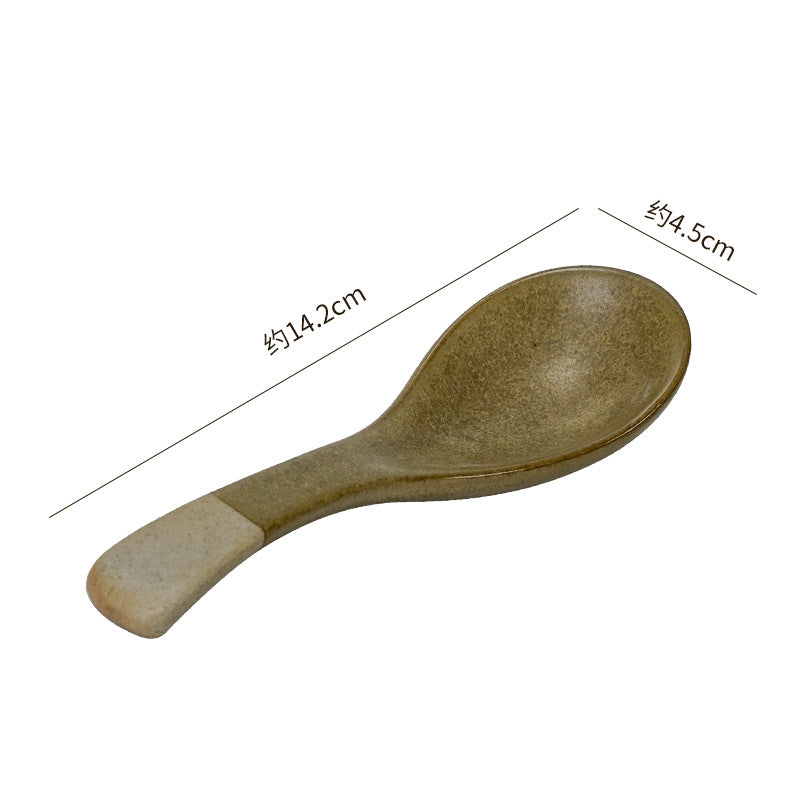 Creative kitchen ceramic tableware small spoon japanese retro cute high-value household spoon soup spoon rice spoon