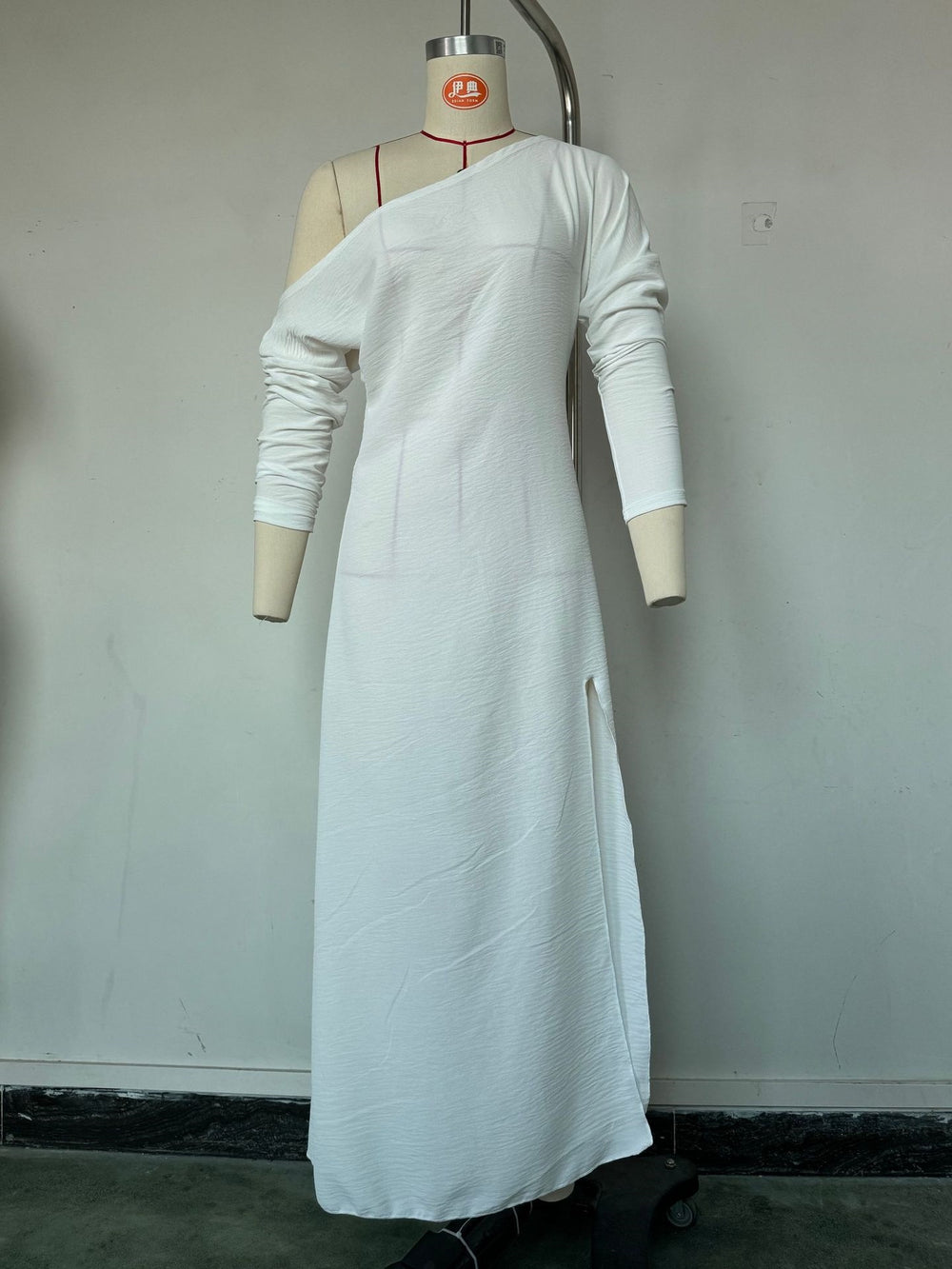 summer european and american cross-border independent station new arrivalelegancelong sleevesknitting pleated slit women's dress
