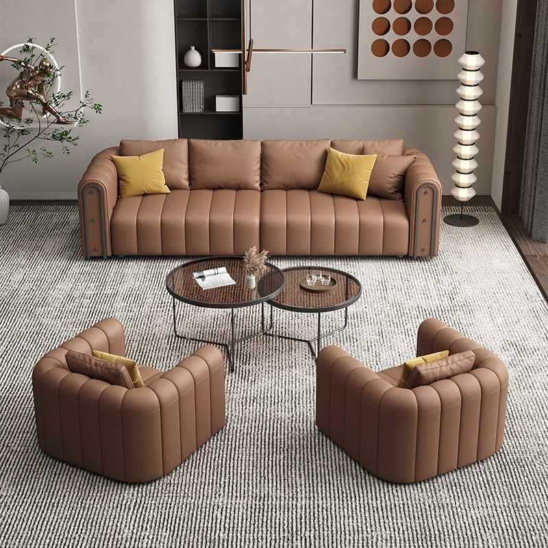 Nordic business lounge sofa and coffee table set - ideal for hotel lobbies, clubs, and reception areas - straight-row negotiation sofa table and chairs