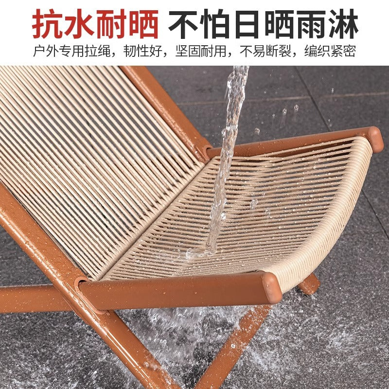 Outdoor garden leisure lounge set - nordic style patio wicker table and two chairs - outdoor lazy lounger