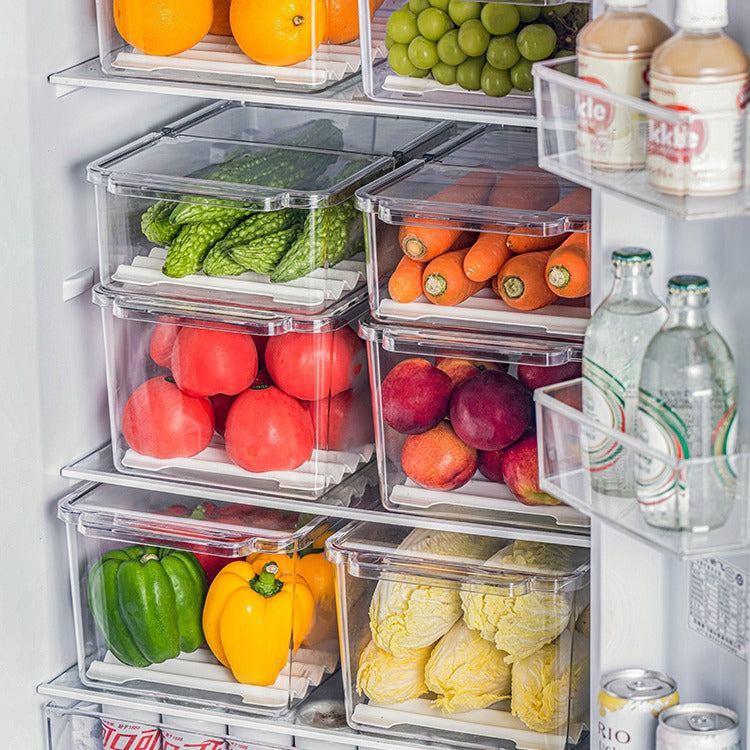 Simple European style household kitchen, fresh-keeping vegetables and fruits, refrigerator storage box, plastic box, light luxury design, food grade