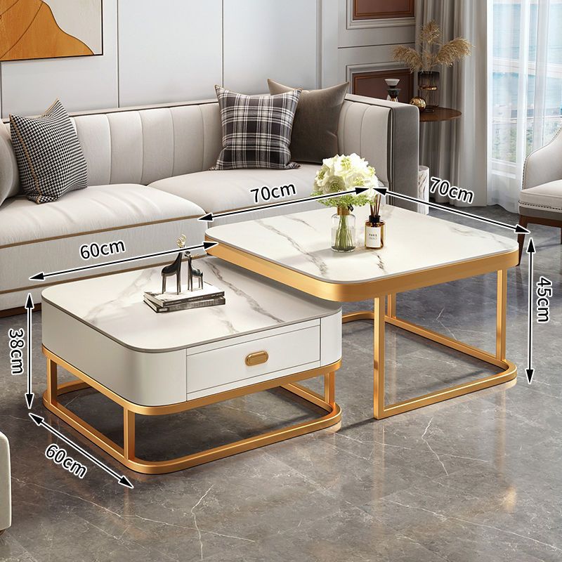 Modern minimalist sintered stone coffee table - luxury, trendy, space-saving design for small living rooms - available in various sizes for creative home combinations