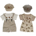 Summer lightweight baby boy stylish overalls shorts two-piece outfit - trendy fashion set for infants and toddlers, perfect for home and outdoor wear